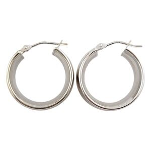 14K White Gold Wide Hoop Earrings #16130